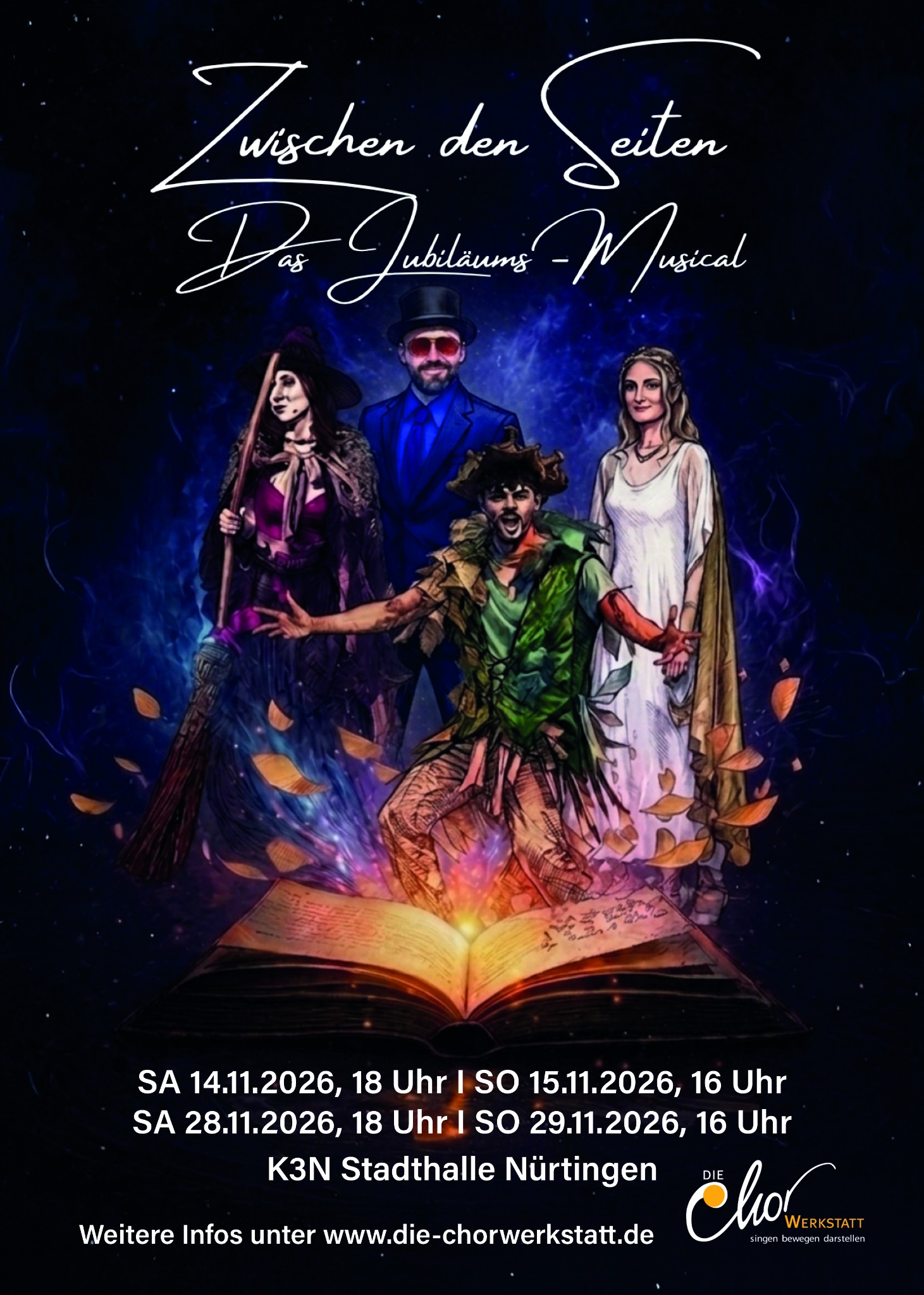 Plakat des Jubiläums-Musicals Zwischen den Seiten